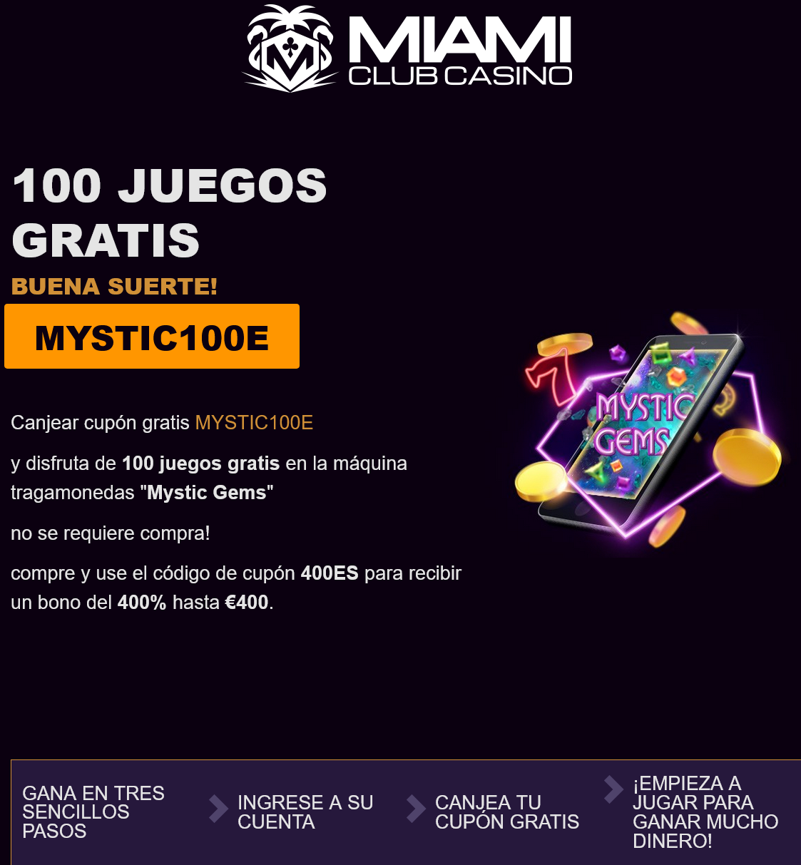 Miami Club
                                100 Free Spins